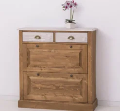 Casa Padrino Schuhschrank im Landhausstil mit 2 Türen und 2 Schubladen, 103 x 35 x 105 cm