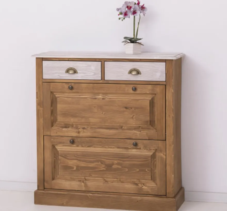 Casa Padrino Schuhschrank im Landhausstil mit 2 Türen und 2 Schubladen, 103 x 35 x 105 cm