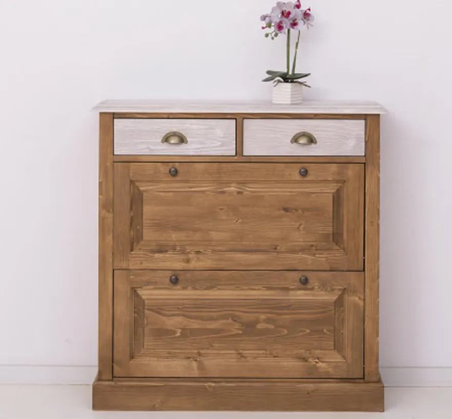 Casa Padrino Schuhschrank im Landhausstil mit 2 Türen und 2 Schubladen, 103 x 35 x 105 cm