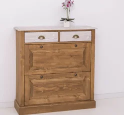 Casa Padrino Schuhschrank im Landhausstil mit 2 Türen und 2 Schubladen, 103 x 35 x 105 cm