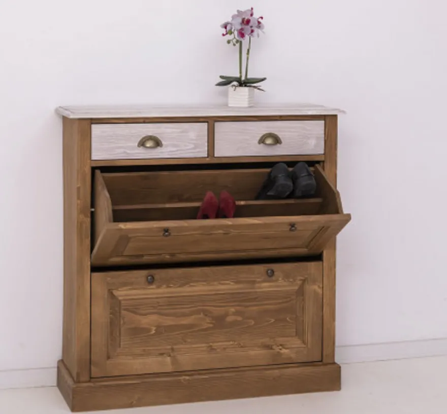 Casa Padrino Schuhschrank im Landhausstil mit 2 Türen und 2 Schubladen, 103 x 35 x 105 cm