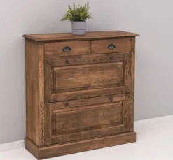 Casa Padrino Schuhschrank im Landhausstil mit 2 Türen und 2 Schubladen, 103 x 35 x 105 cm