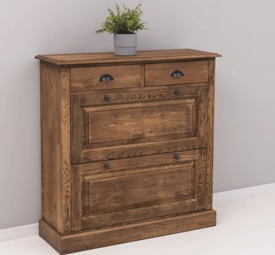 Casa Padrino Schuhschrank im Landhausstil mit 2 Türen und 2 Schubladen, 103 x 35 x 105 cm