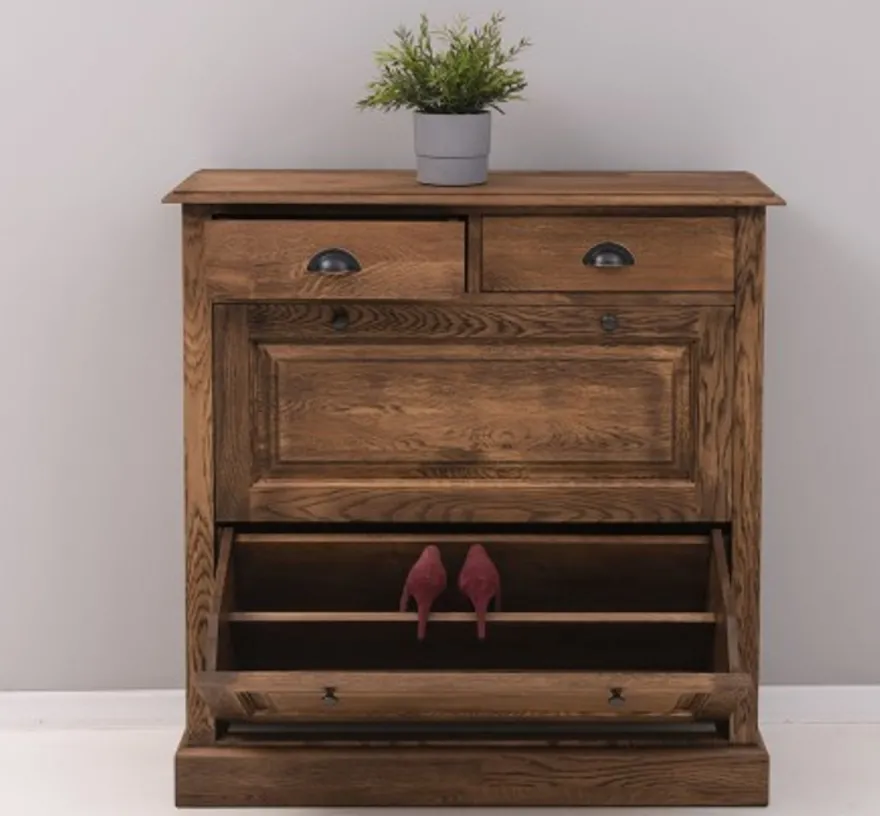 Casa Padrino Schuhschrank im Landhausstil mit 2 Türen und 2 Schubladen, 103 x 35 x 105 cm