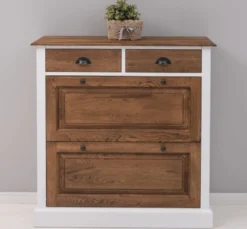 Casa Padrino Schuhschrank im Landhausstil mit 2 Türen und 2 Schubladen, 103 x 35 x 105 cm