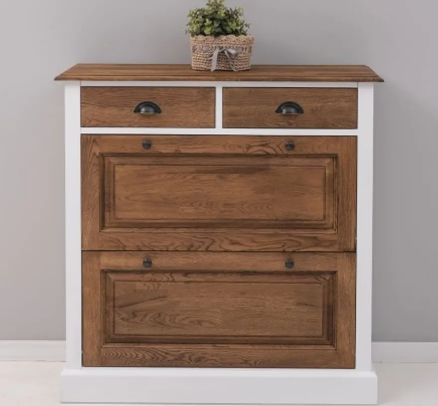 Casa Padrino Schuhschrank im Landhausstil mit 2 Türen und 2 Schubladen, 103 x 35 x 105 cm