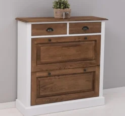 Casa Padrino Schuhschrank im Landhausstil mit 2 Türen und 2 Schubladen, 103 x 35 x 105 cm