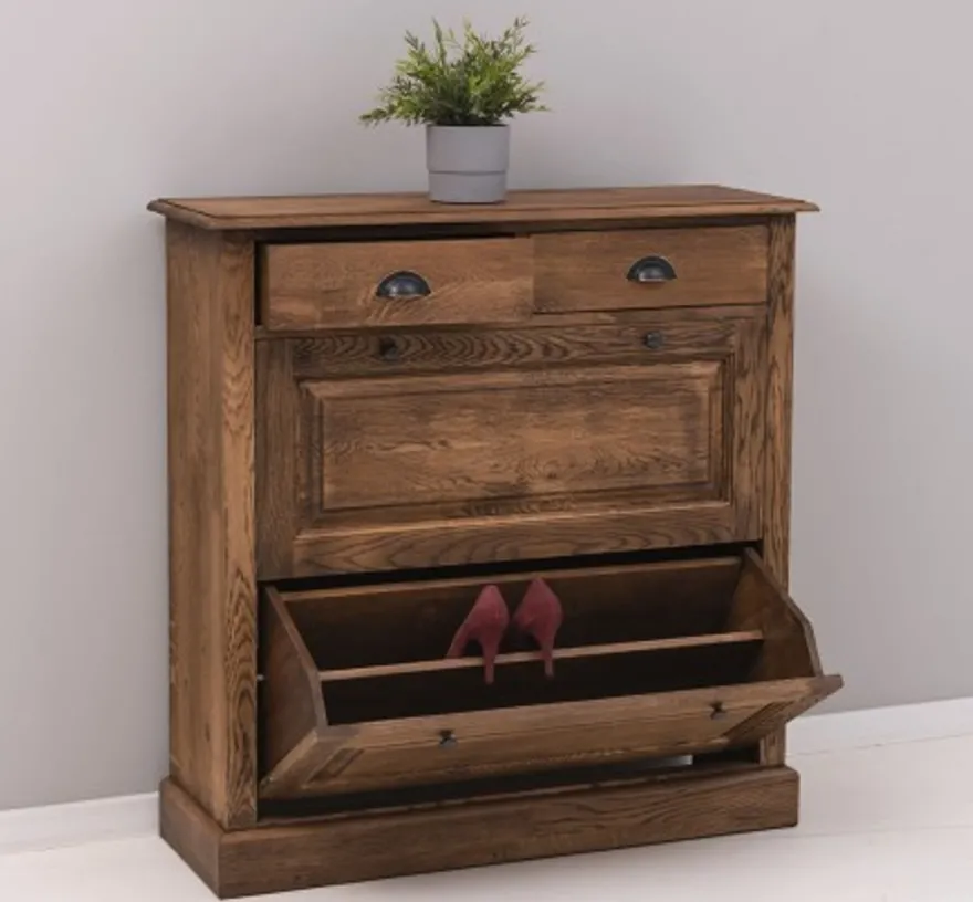 Casa Padrino Schuhschrank im Landhausstil mit 2 Türen und 2 Schubladen, 103 x 35 x 105 cm