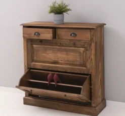 Casa Padrino Schuhschrank im Landhausstil mit 2 Türen und 2 Schubladen, 103 x 35 x 105 cm