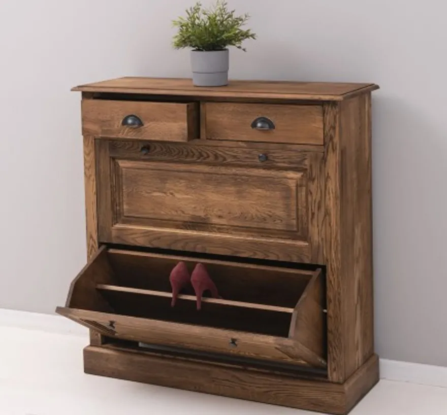 Casa Padrino Schuhschrank im Landhausstil mit 2 Türen und 2 Schubladen, 103 x 35 x 105 cm