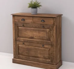 Casa Padrino Schuhschrank im Landhausstil mit 2 Türen und 2 Schubladen, 103 x 35 x 105 cm
