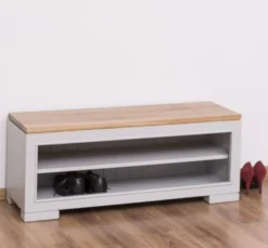 Casa Padrino Schuhschrank im Landhausstil mit Eichenholzplatte, 100 x 35 x 40 cm