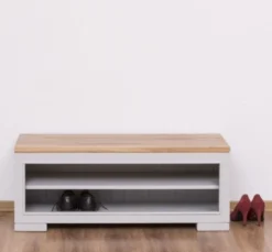 Casa Padrino Schuhschrank im Landhausstil mit Eichenholzplatte, 100 x 35 x 40 cm