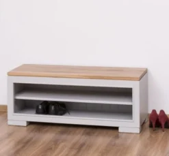 Casa Padrino Schuhschrank im Landhausstil mit Eichenholzplatte, 100 x 35 x 40 cm