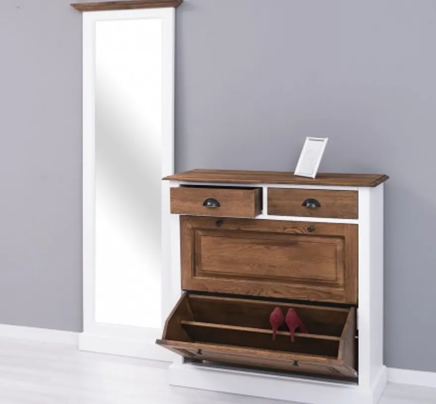Casa Padrino Schuhschrank im Landhausstil mit 2 Türen und 2 Schubladen, 103 x 35 x 195 cm
