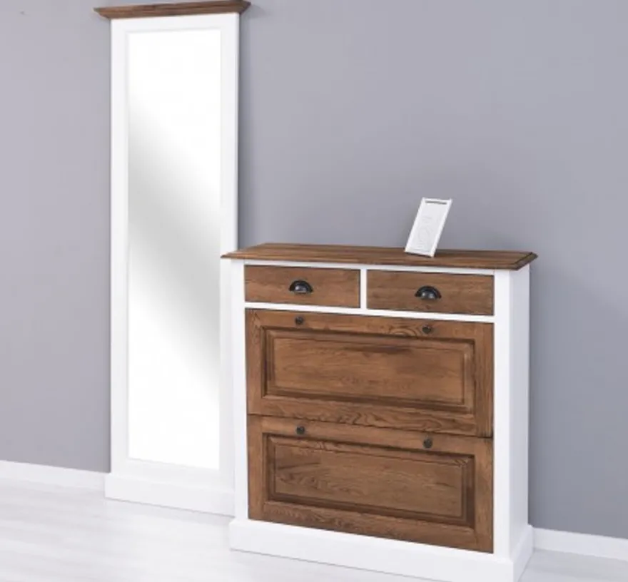 Casa Padrino Schuhschrank im Landhausstil mit 2 Türen und 2 Schubladen, 103 x 35 x 195 cm