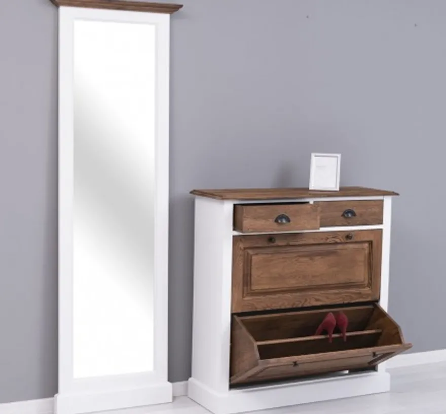 Casa Padrino Schuhschrank im Landhausstil mit 2 Türen und 2 Schubladen, 103 x 35 x 195 cm