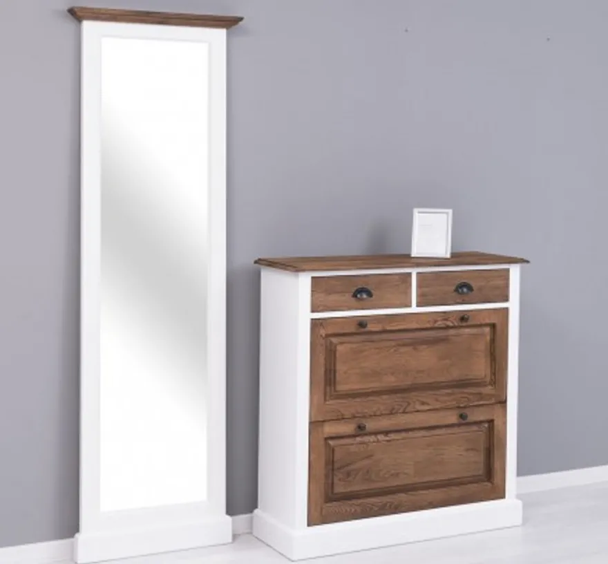 Casa Padrino Schuhschrank im Landhausstil mit 2 Türen und 2 Schubladen, 103 x 35 x 195 cm