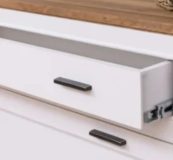 Casa Padrino Schuhschrank im Landhausstil mit 2 Türen, 1 Schublade und Eichenholzplatte, 100 x 35 x 110 cm