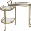 Casa Padrino Servierwagen Gold 75 x 40 x H. 75 cm - Ovaler Metall Trolley mit Glasplatten - Hotel Restaurant Gastronomie Trolley - Hotel & Restaurant Accessoires