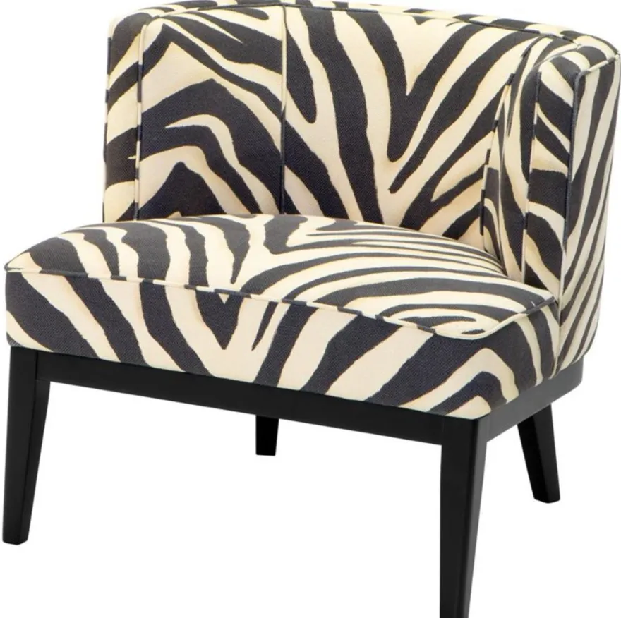 Casa Padrino Sessel im Zebra Design 78 x 74 x H. 77 cm - Luxus Wohnzimmer Sessel
