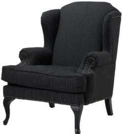 Casa Padrino Sessel schwarz mit weißen Nadelstreifen 81 x 104 x H. 104 cm - Luxus Kollektion