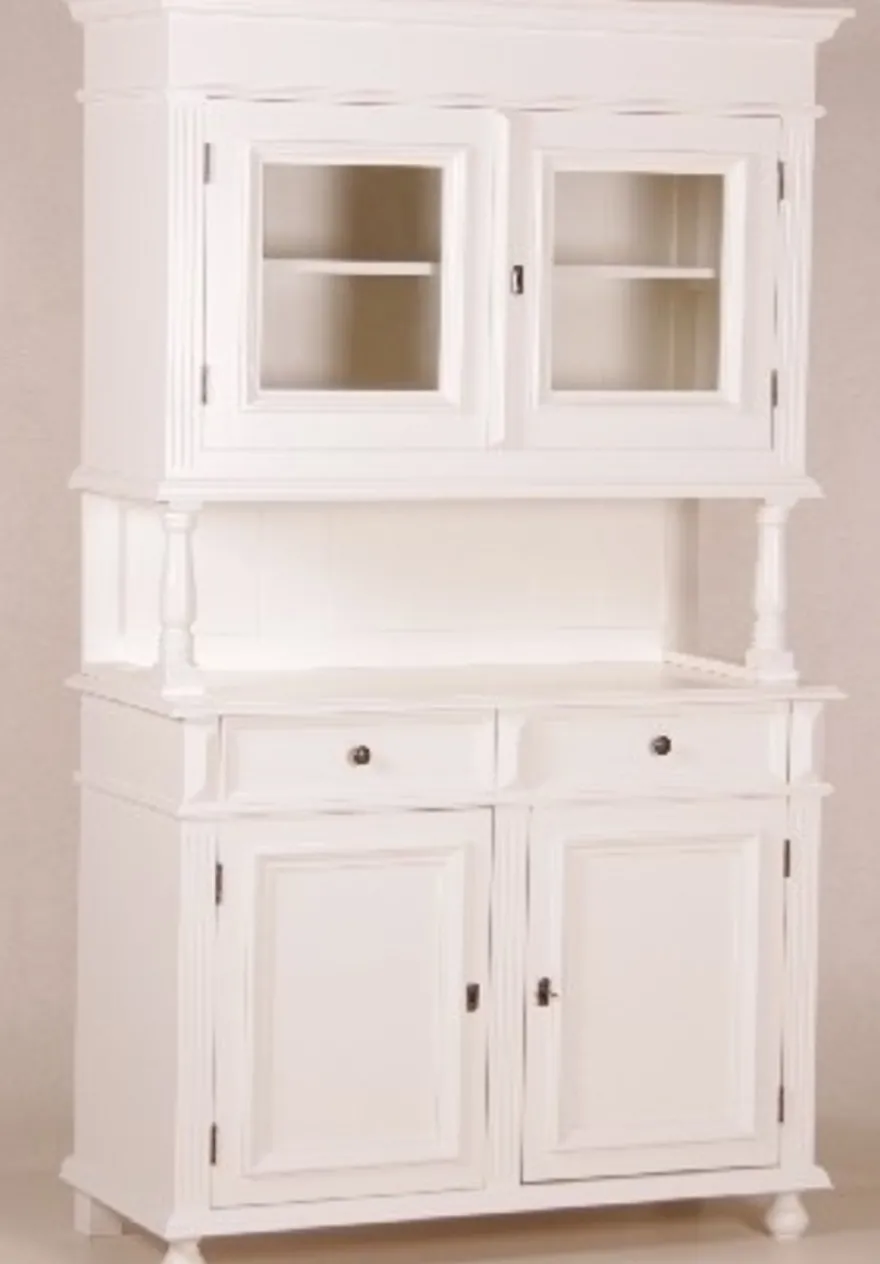 Casa Padrino Shabby Chic Buffetschrank im Landhaus Stil Weiß 120 x 49 x 199 cm - Massiver Esszimmerschrank