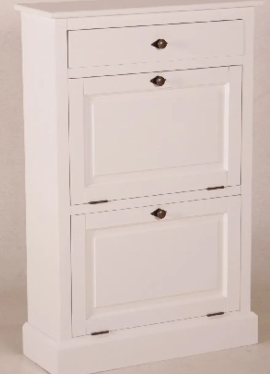Casa Padrino Shabby Chic Landhaus Stil Schuhschrank Weiß 75 x 28 x 115 cm