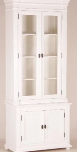 Casa Padrino Shabby Chic Landhaus Stil Buffetschrank in Weiß 100 x 50 x 242 cm - Luxus Esszimmerschrank