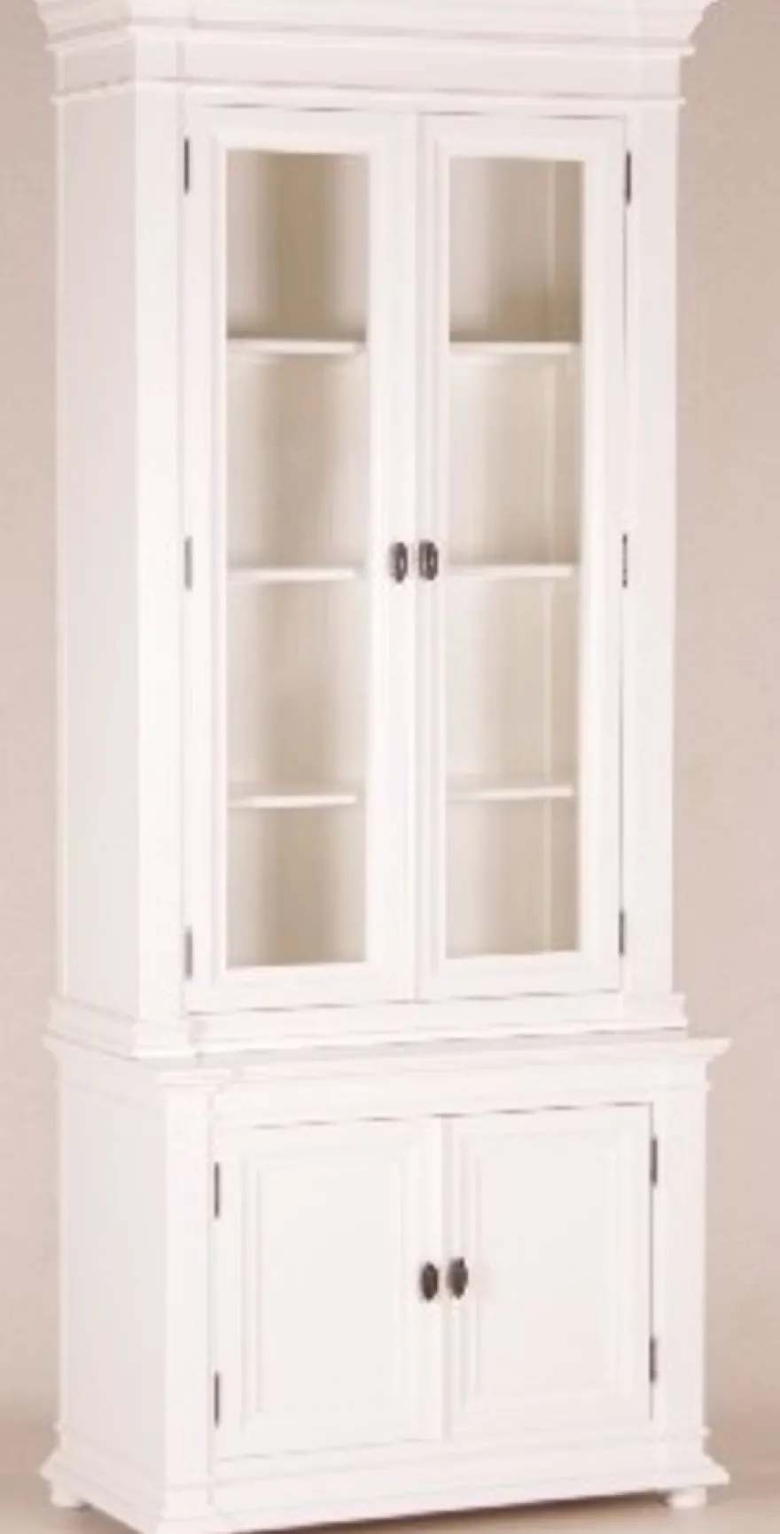 Casa Padrino Shabby Chic Landhaus Stil Buffetschrank in Weiß 100 x 50 x 242 cm - Luxus Esszimmerschrank