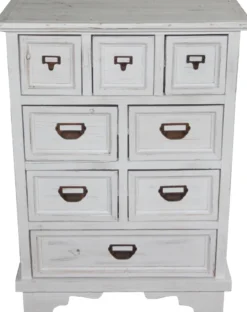 Casa Padrino Shabby Chic Landhaus Stil Kommode mit 8 Schubladen Antik Weiß B 64 cm, H 90 cm