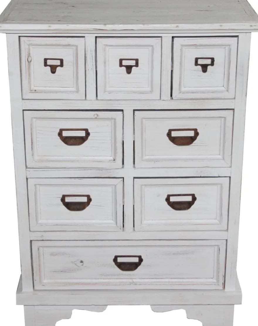 Casa Padrino Shabby Chic Landhaus Stil Kommode mit 8 Schubladen Antik Weiß B 64 cm, H 90 cm