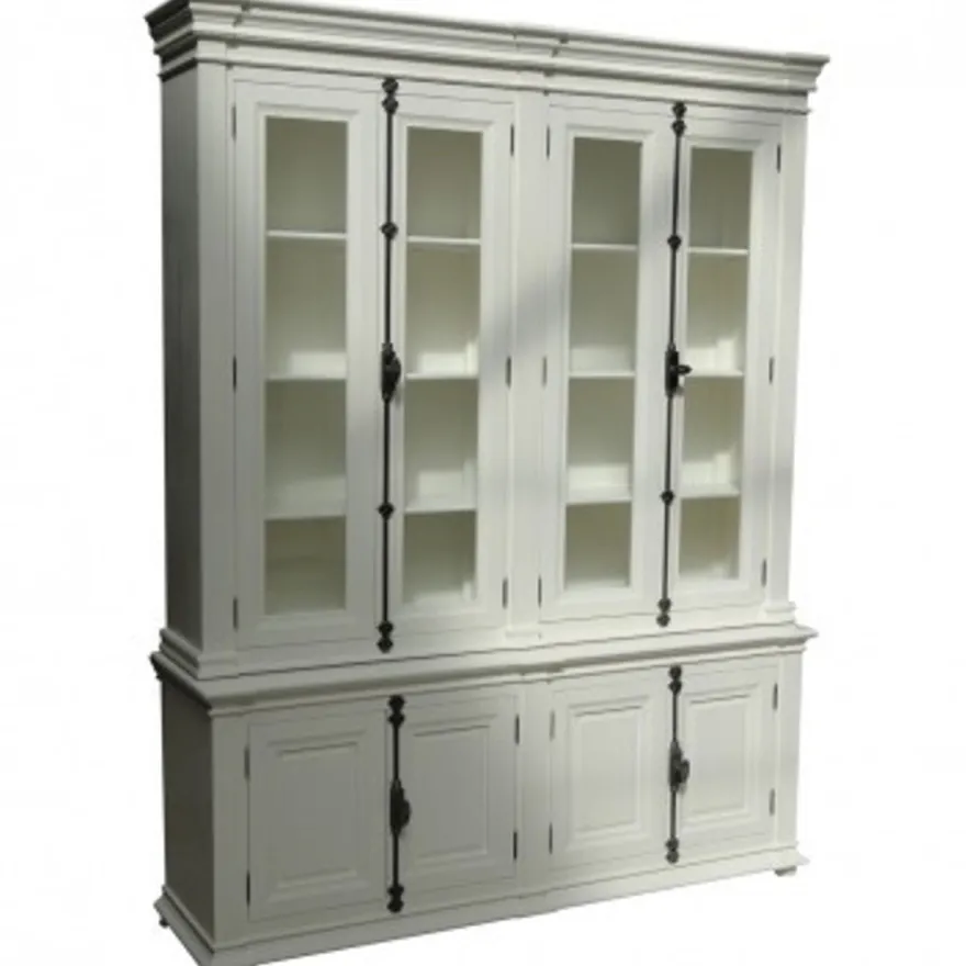 Casa Padrino Shabby Chic Landhaus Stil Schrank Buffetschrank 190 cm - Massiver Buffet-Schrank in Landhausoptik