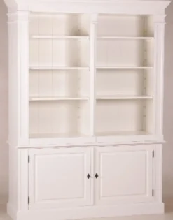 Casa Padrino Shabby Chic Landhaus Stil Schrank Bücherschrank in Weiß - 160 x 48 x 215 cm