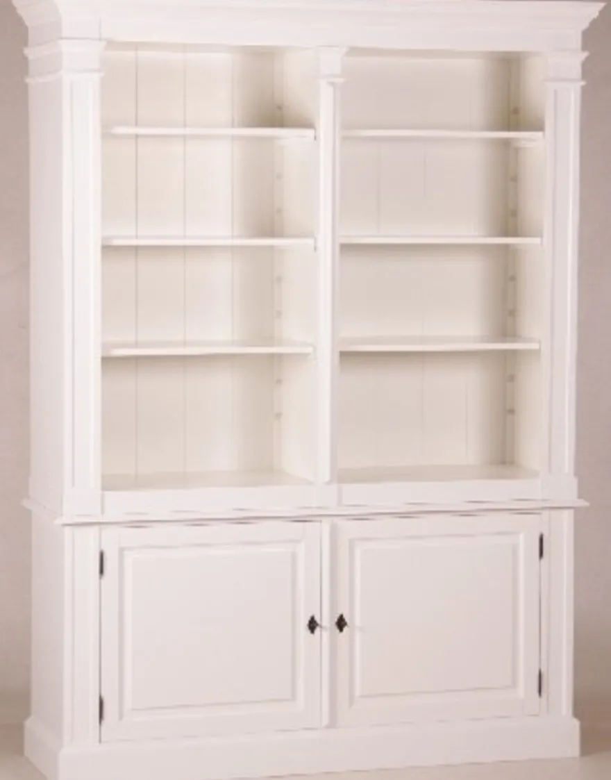 Casa Padrino Shabby Chic Landhaus Stil Schrank Bücherschrank in Weiß - 160 x 48 x 215 cm