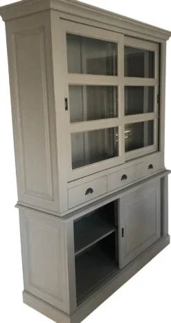 Casa Padrino Shabby Chic Landhaus Stil Schrank Buffetschrank 160cm Grau - Buffet Schrank Esszimmer - Massivholz