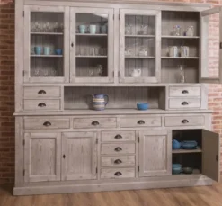 Casa Padrino Sideboard im Landhausstil mit 4 Glastüren und 8 Schubladen, 245 x 47 x 225 cm