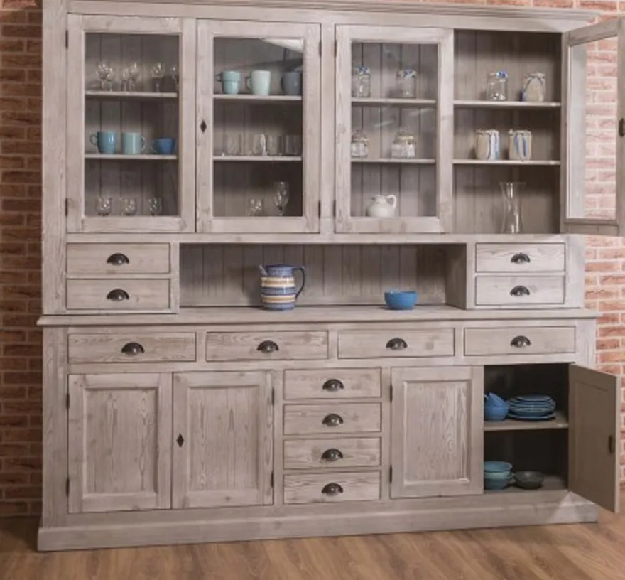 Casa Padrino Sideboard im Landhausstil mit 4 Glastüren und 8 Schubladen, 245 x 47 x 225 cm