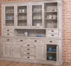 Casa Padrino Sideboard im Landhausstil mit 4 Glastüren und 8 Schubladen, 245 x 47 x 225 cm