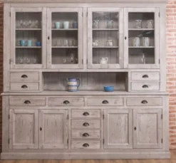 Casa Padrino Sideboard im Landhausstil mit 4 Glastüren und 8 Schubladen, 245 x 47 x 225 cm