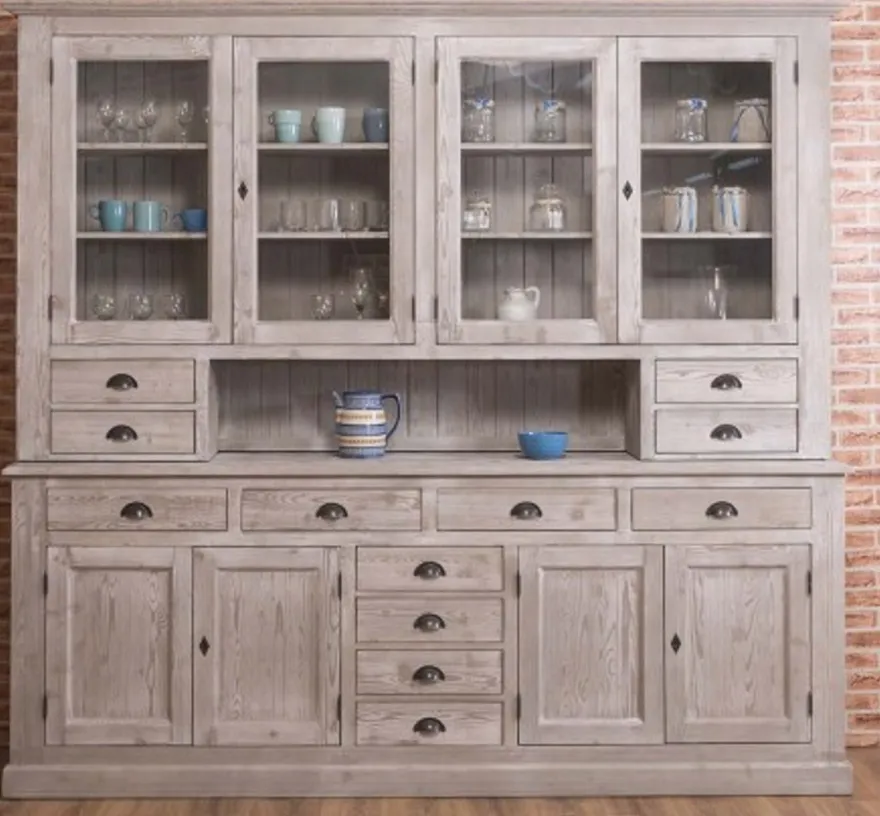 Casa Padrino Sideboard im Landhausstil mit 4 Glastüren und 8 Schubladen, 245 x 47 x 225 cm