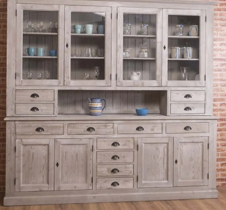 Casa Padrino Sideboard im Landhausstil mit 4 Glastüren und 8 Schubladen, 245 x 47 x 225 cm