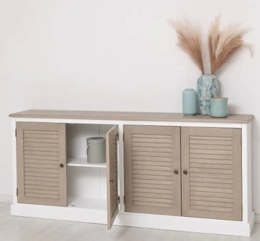 Casa Padrino Sideboard im Landhausstil mit 4 Türen und Eichenholzplatte, 209 x 37 x 90 cm