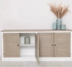 Casa Padrino Sideboard im Landhausstil mit 4 Türen und Eichenholzplatte, 209 x 37 x 90 cm