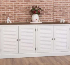 Casa Padrino Sideboard im Landhausstil mit 4 Türen und Eichenholzplatte, 209 x 37 x 90 cm