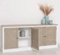 Casa Padrino Sideboard im Landhausstil mit 4 Türen und Eichenholzplatte, 209 x 37 x 90 cm