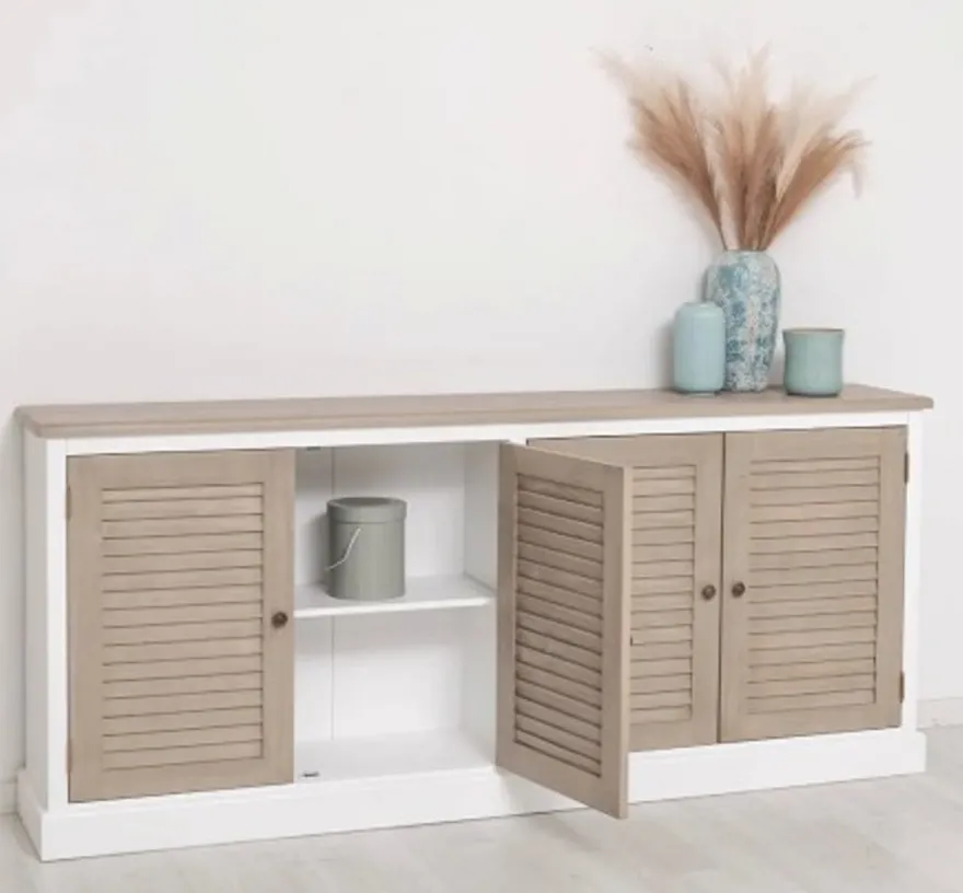 Casa Padrino Sideboard im Landhausstil mit 4 Türen und Eichenholzplatte, 209 x 37 x 90 cm