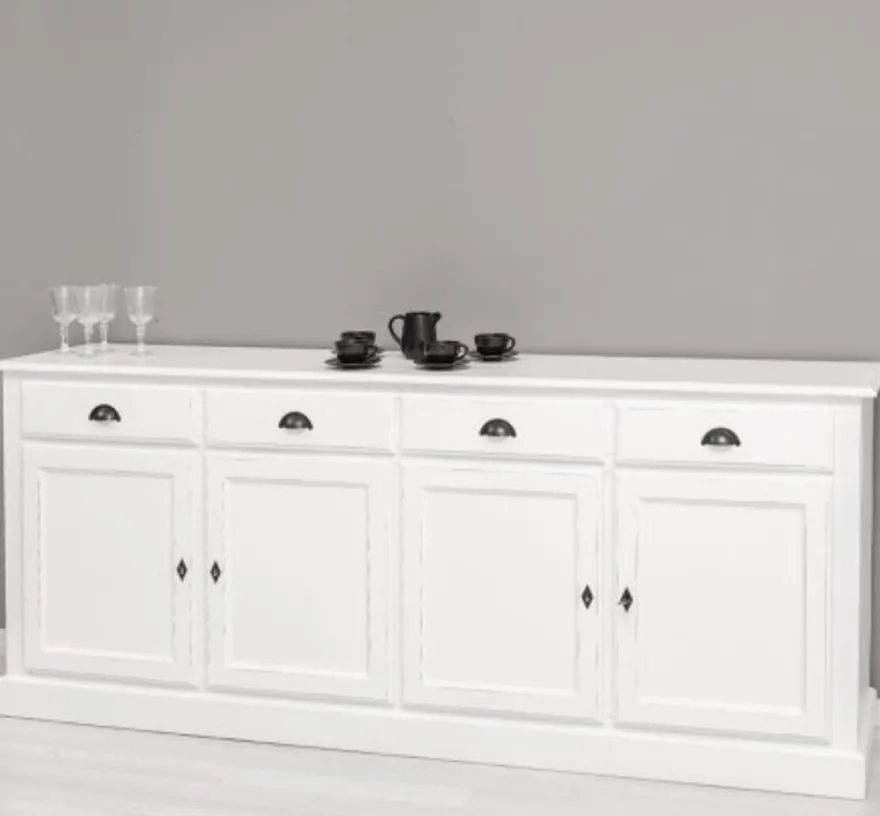 Casa Padrino Sideboard im Landhausstil mit 4 Türen und 4 Schubladen, 224 x 45 x 90 cm