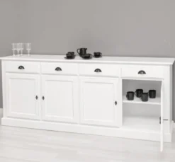 Casa Padrino Sideboard im Landhausstil mit 4 Türen und 4 Schubladen, 224 x 45 x 90 cm