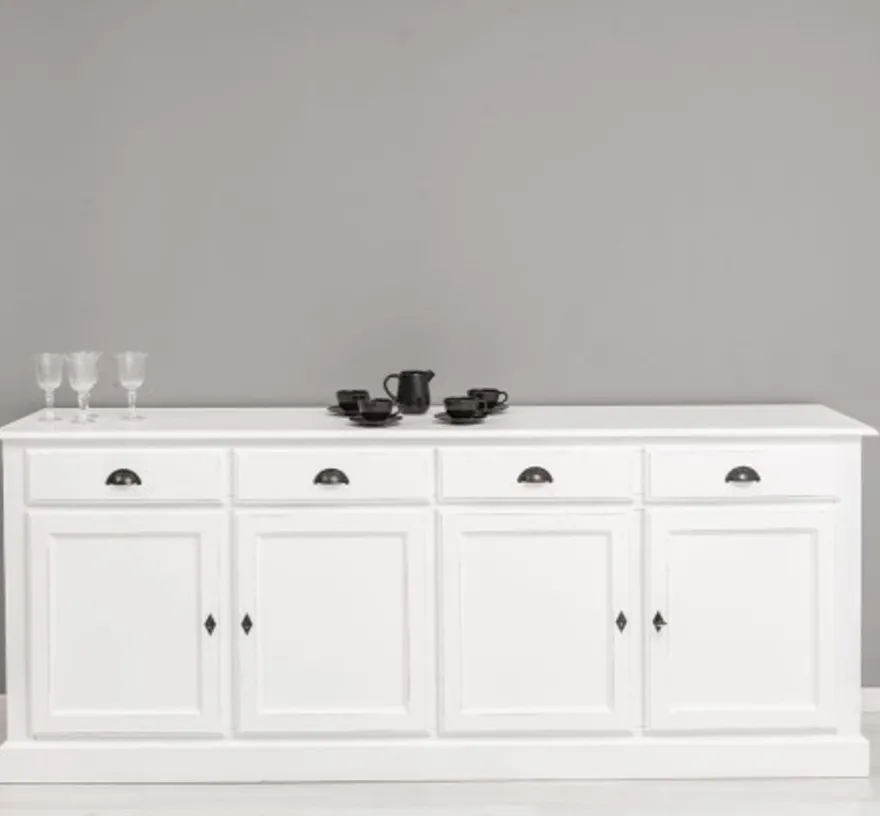 Casa Padrino Sideboard im Landhausstil mit 4 Türen und 4 Schubladen, 224 x 45 x 90 cm